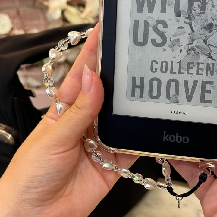 Image shows the Hatossa LOVELY phone strap, phone charm, with the universal lanyard holder that can be used with any device, ebook, airpods