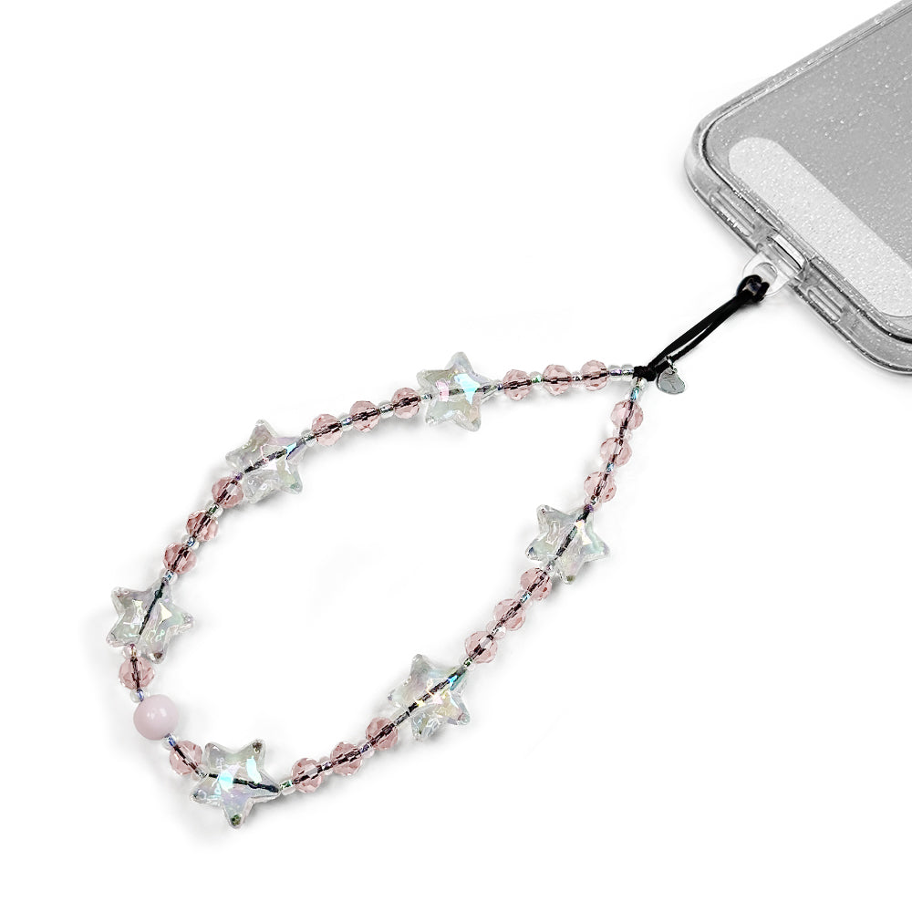 Starlight Hatossa Phone charm attached to a phone with a universal lanyard holder. 