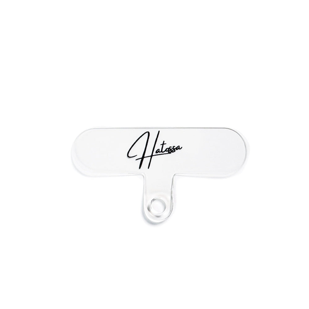 Transparent Universal Lanyard Holder with the Hatossa logo.