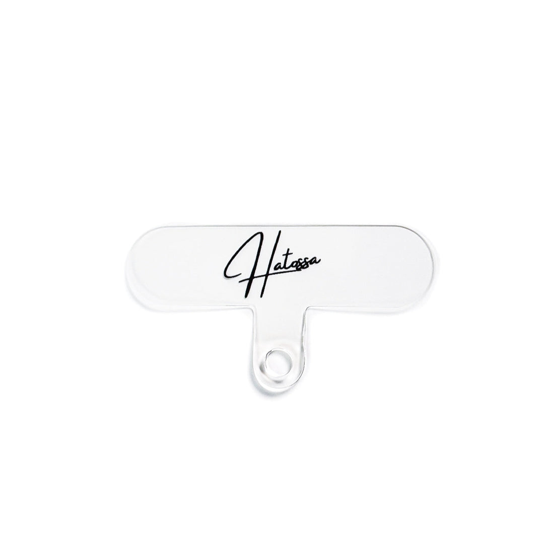 Transparent Universal Lanyard Holder with the Hatossa logo.